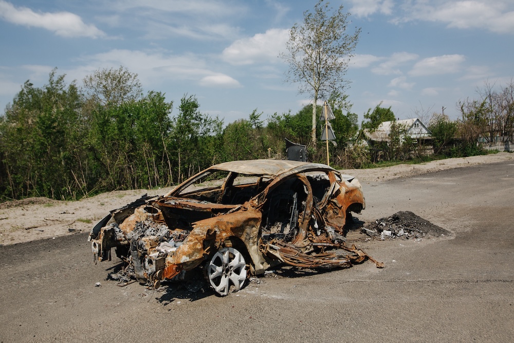a car burned from a fire