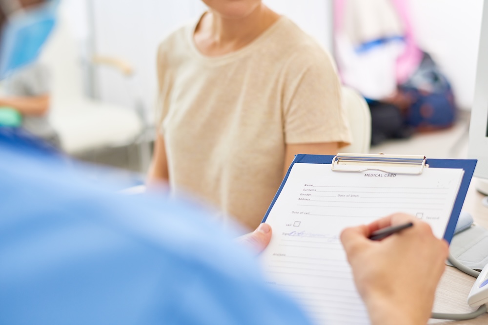 a person at a dr visit