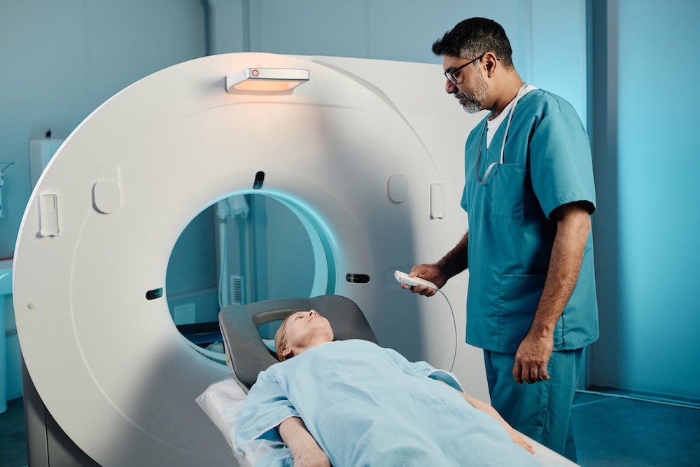 a woman getting a CT Scan